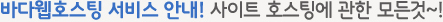 바다웹호스팅 서비스 안내! 사이트 호스팅에 관한 모든것~!